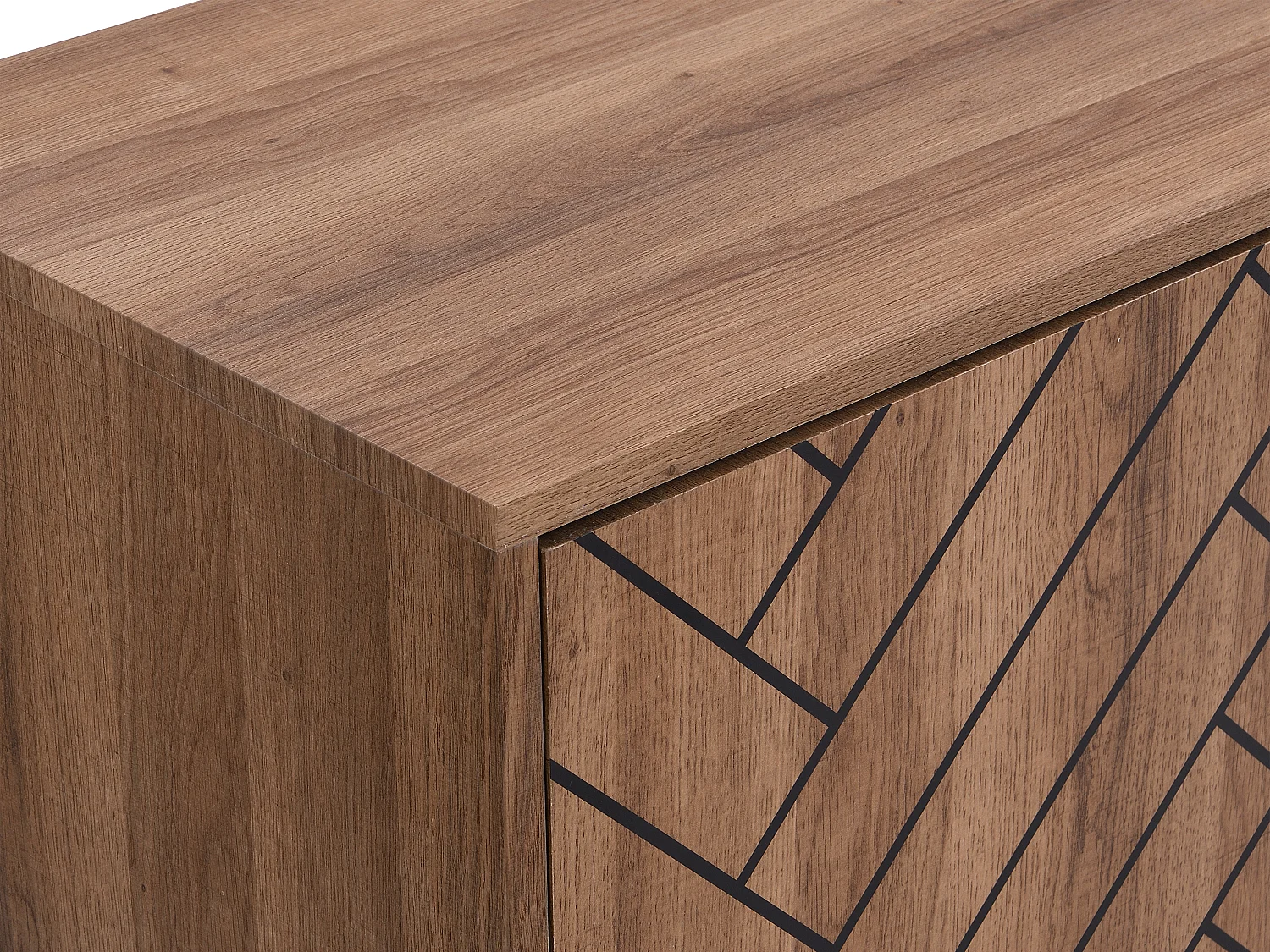 Aparador 3 portas e 3 gavetas em MDF cor natural e preto - CARATANA