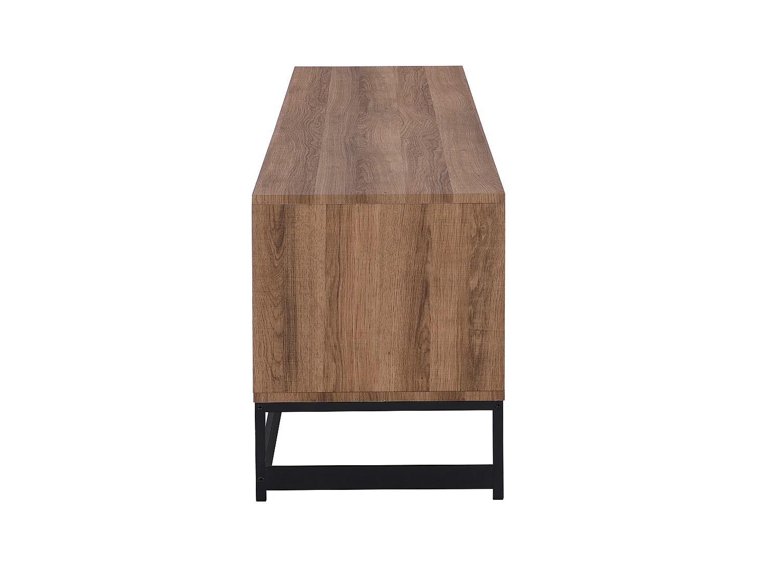 Mueble TV con 3 puertas y 2 estantes - MDF - Natural y negro - CARATANA