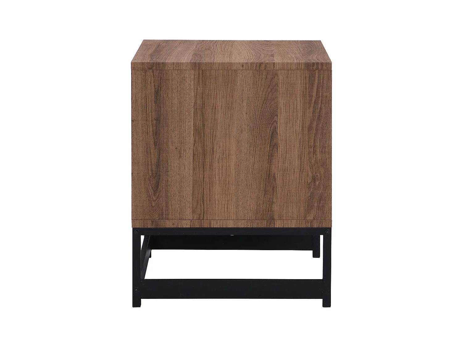 Mesa de noche 1 cajón y 1 estante - MDF y acero - Color: natural y negro - CARATANA