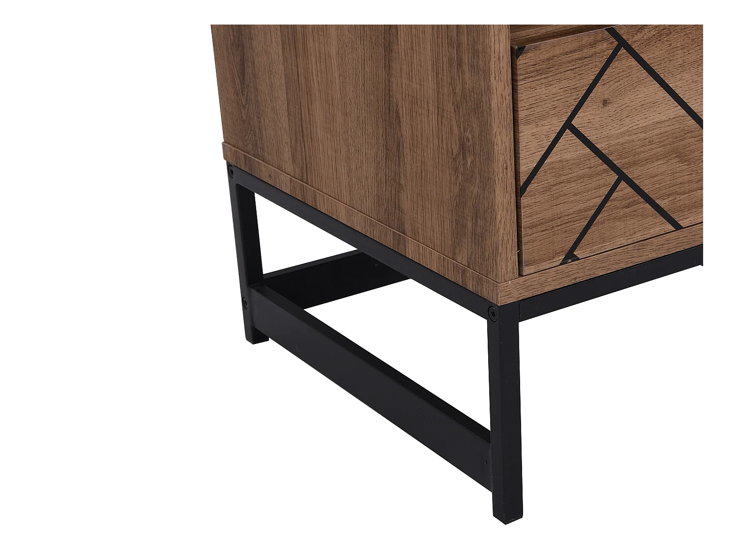 Mesa de noche 1 cajón y 1 estante - MDF y acero - Color: natural y negro - CARATANA