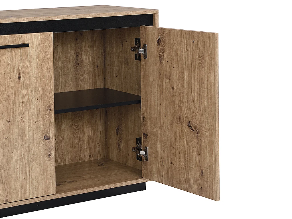 Buffet 3 portes et 3 tiroirs en MDF - Naturel et noir - NALAMANE