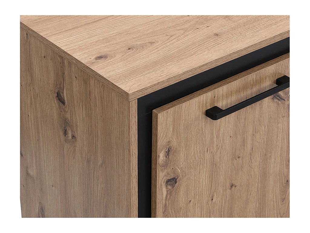 Dressoir met 3 deuren en 3 laden van MDF - Natuur en zwart - NALAMANE