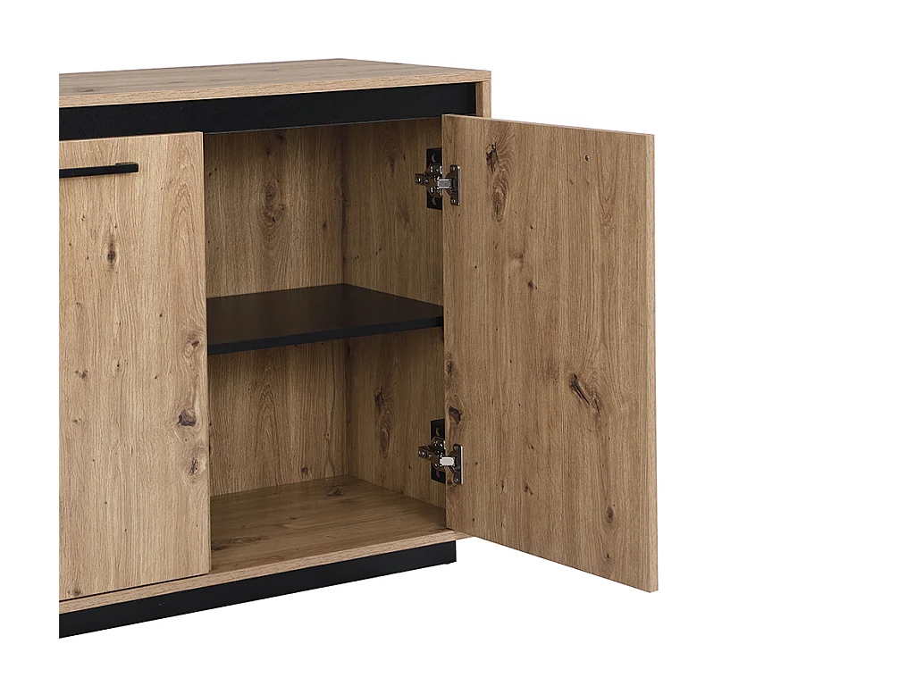 Dressoir met 3 deuren en 3 laden van MDF - Natuur en zwart - NALAMANE