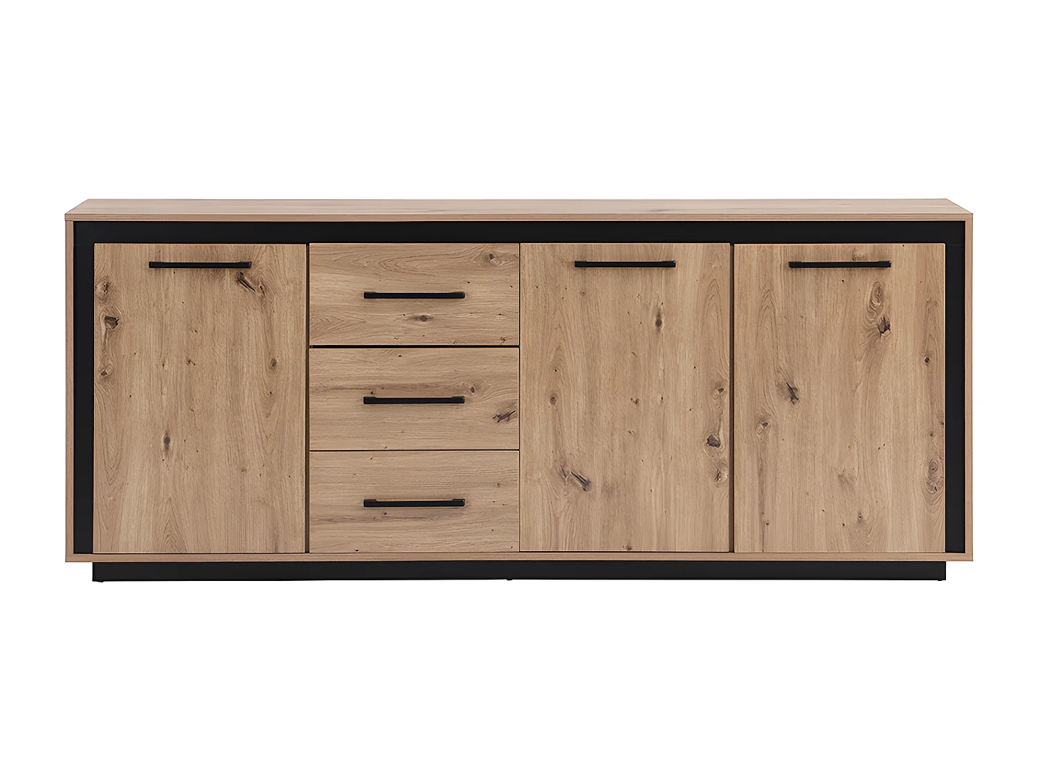 Sideboard mit 3 Türen & 3 Schubladen - MDF - Naturfarben & Schwarz - NALAMANE