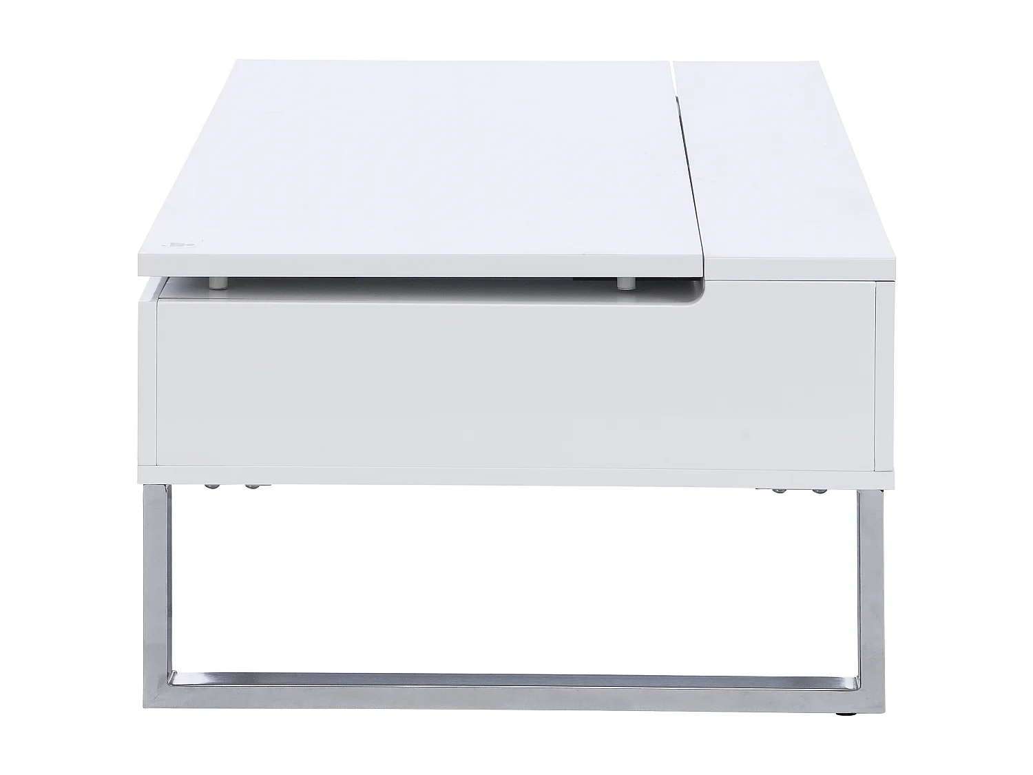 Tavolino con ripiano sollevabile MDF e Metallo cromato Bianco laccato - SECALI