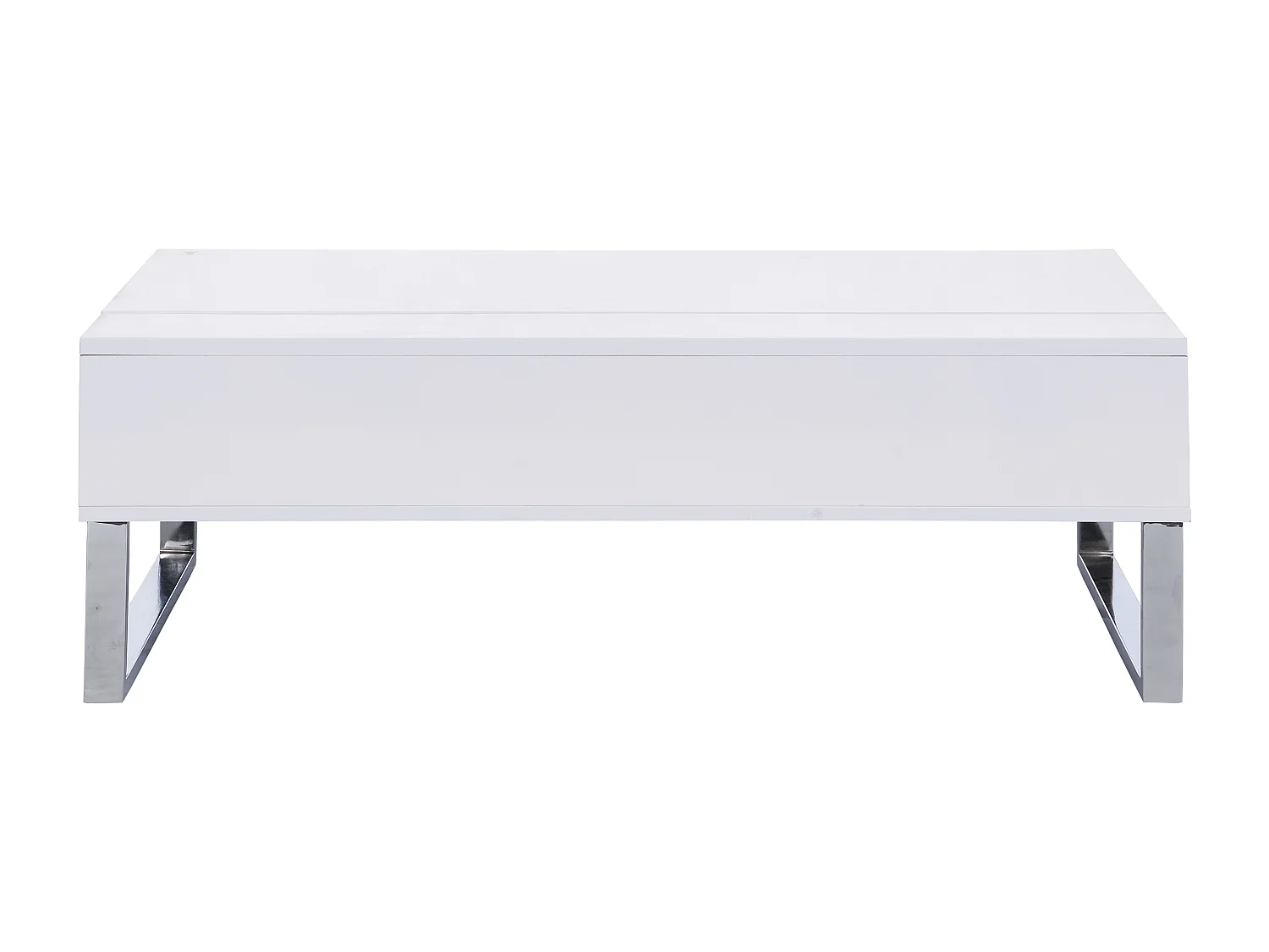 Tavolino con ripiano sollevabile MDF e Metallo cromato Bianco laccato - SECALI