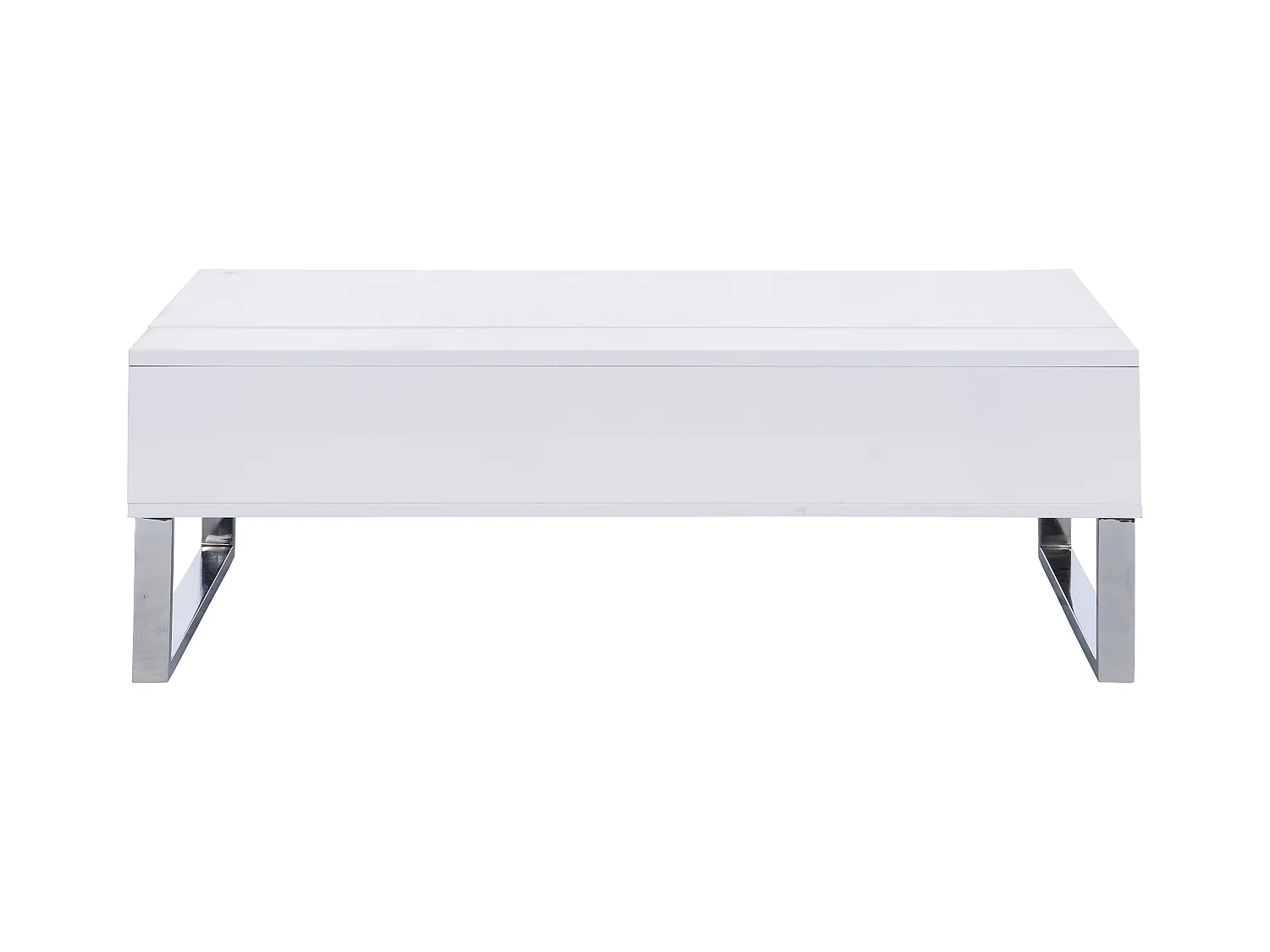 Salontafel met verstelbaar blad - Mdf en verchroomd metaal - Wit gelakt - SECALI