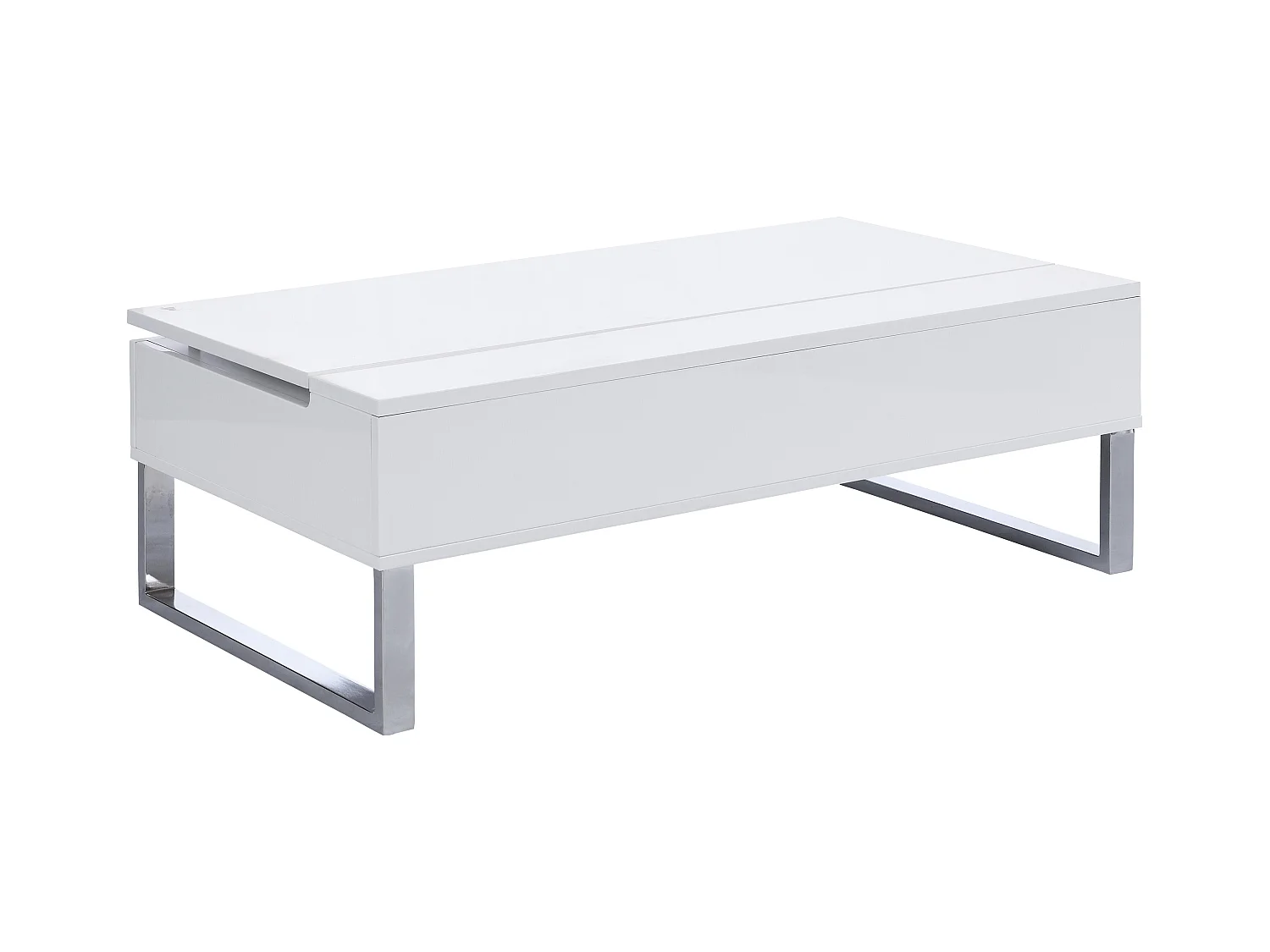 Salontafel met verstelbaar blad - Mdf en verchroomd metaal - Wit gelakt - SECALI