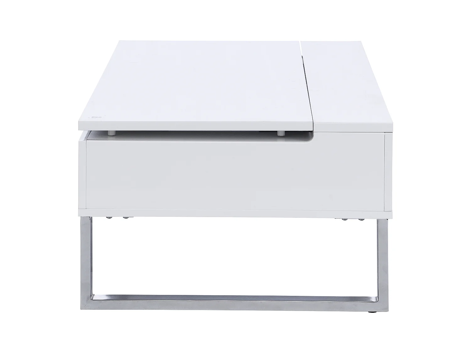 Salontafel met verstelbaar blad - Mdf en verchroomd metaal - Wit gelakt - SECALI