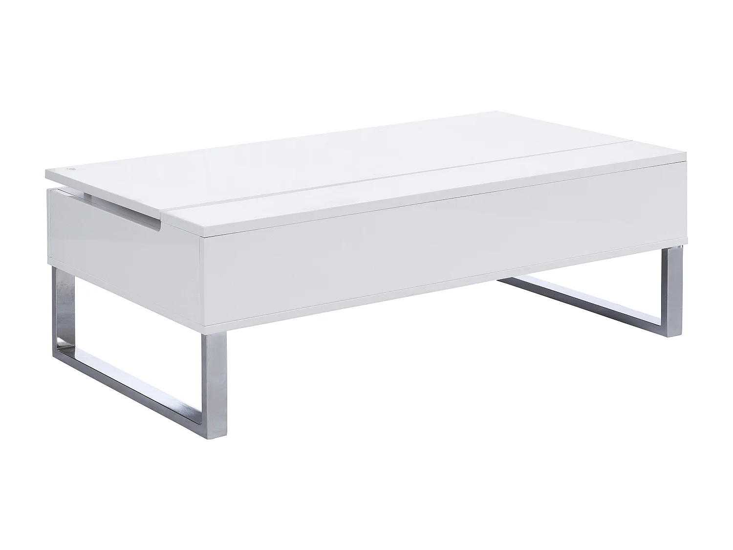 Mesa de centro com tampo elevável em MDF e metal cromado lacada a branco - SECALI