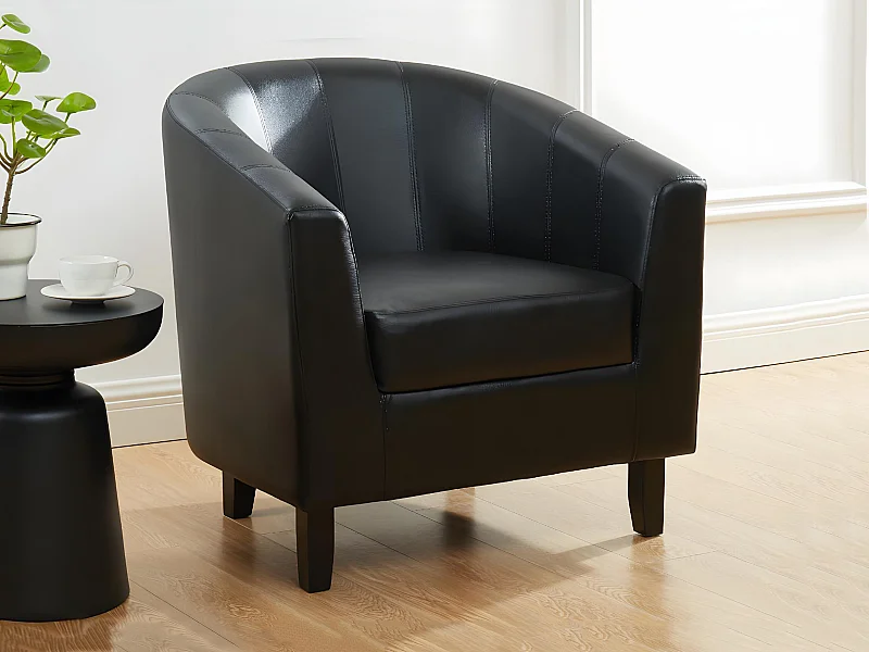 Fauteuil cabriolet en simili noir CRISTOBAL II