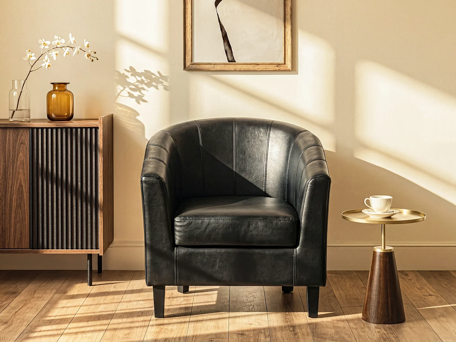 Poltrona cabriolet in Similpelle Nero - CRISTOBAL II