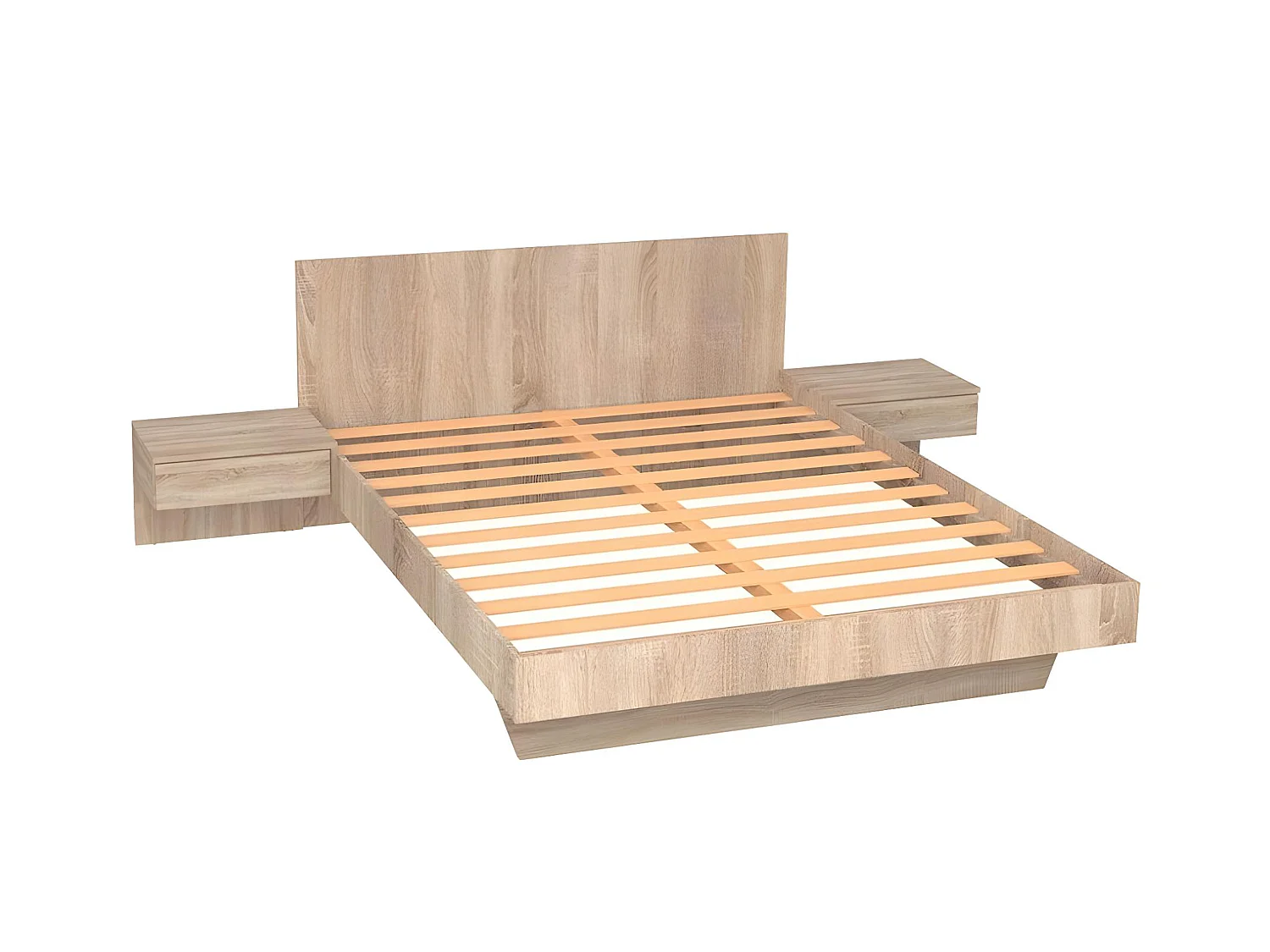 Lit avec chevets 140 x 190 cm - Coloris : Naturel - MARVELLOUS