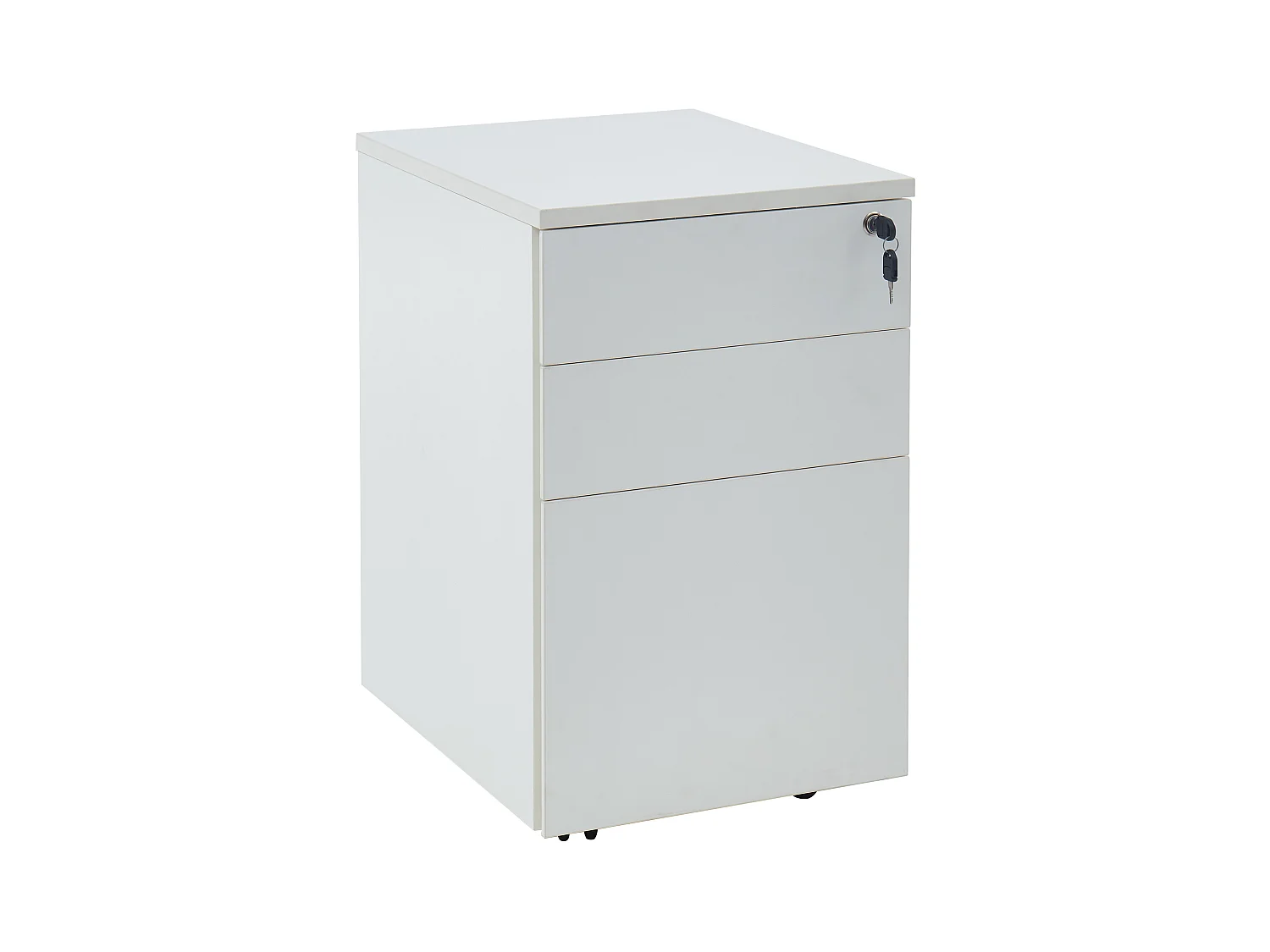 Caisson de bureau mobile professionnel - 3 tiroirs - Avec serrure - Blanc - DOWNTOWN