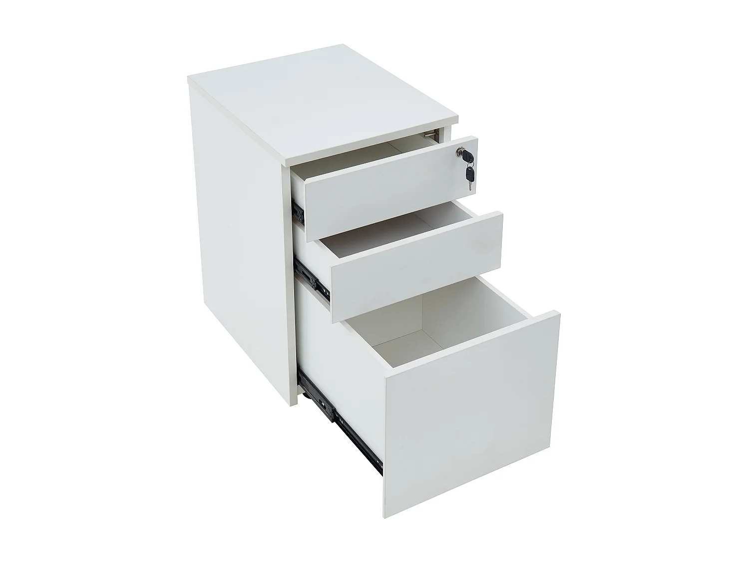 Caisson de bureau mobile professionnel - 3 tiroirs - Avec serrure - Blanc - DOWNTOWN