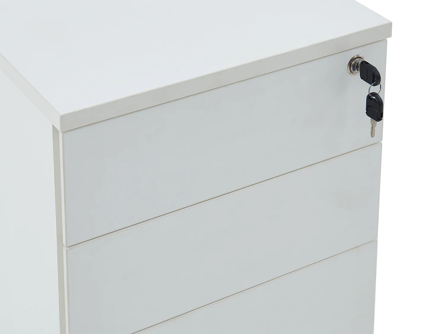 Caisson de bureau mobile professionnel - 3 tiroirs - Avec serrure - Blanc - DOWNTOWN