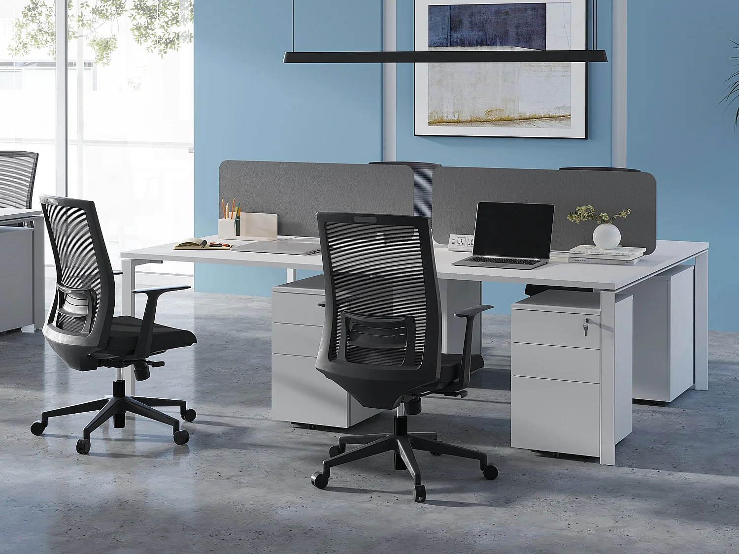 Caisson de bureau mobile professionnel - 3 tiroirs - Avec serrure - Blanc - DOWNTOWN
