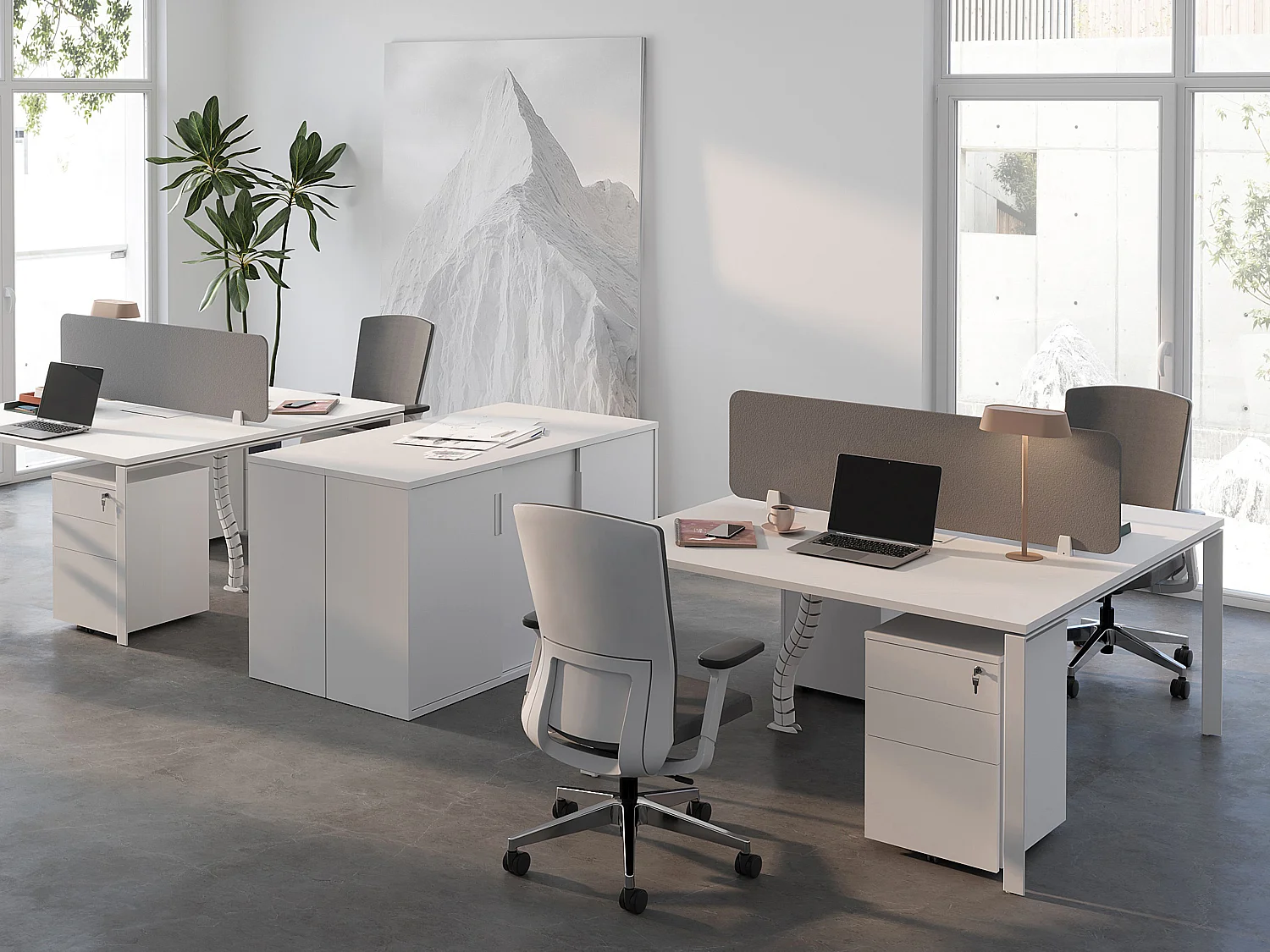 Caisson de bureau mobile professionnel - 3 tiroirs - Avec serrure - Blanc - DOWNTOWN