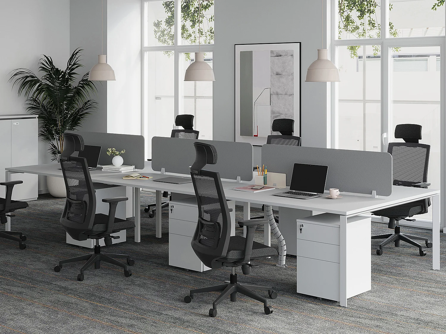 Caisson de bureau mobile professionnel - 3 tiroirs - Avec serrure - Blanc - DOWNTOWN