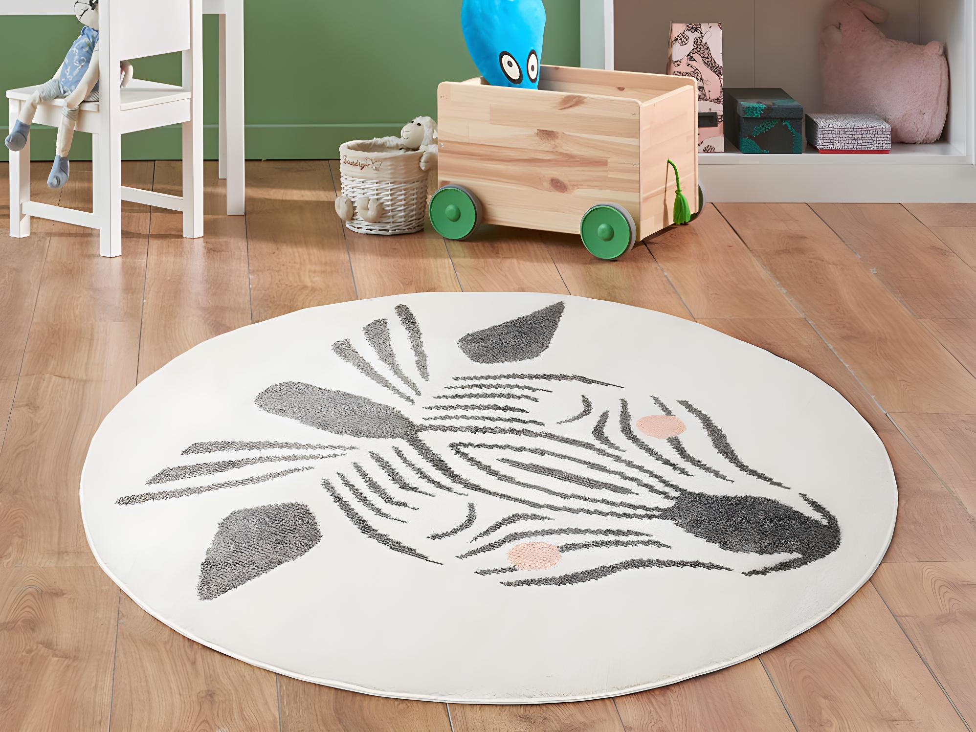 zzqiao Tappeto Rotondo Cartone Animato Anime Mondo Animale Bambini Tappeto Strisciante Tappeto in Velluto di Cristallo Tappeto per Camera da Letto Diametro Dimensioni 80 Cm 