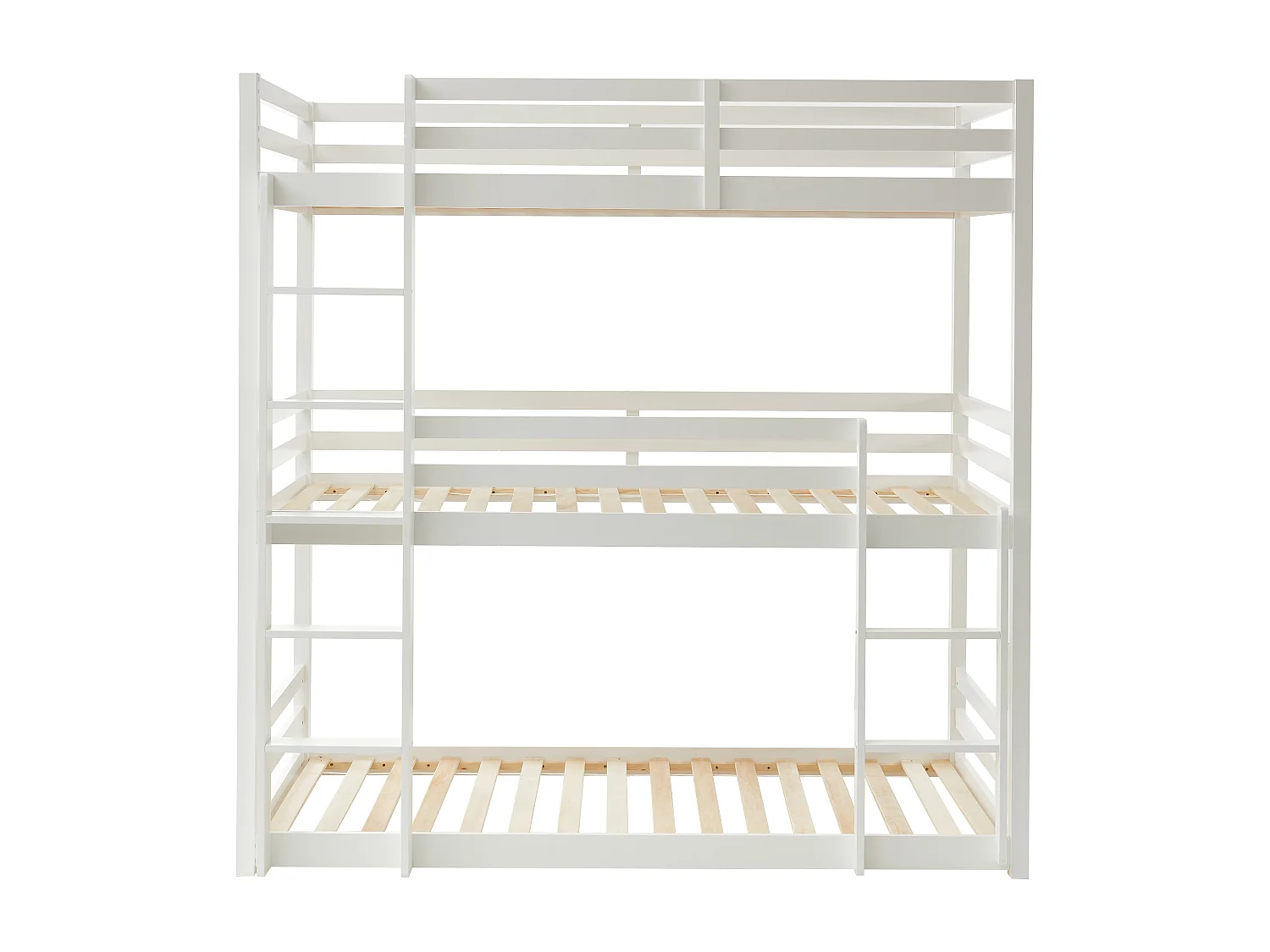 Etagenbett 3 Personen - Kiefernholz - 3 x 90 x 200 cm - Weiß - VAGAR