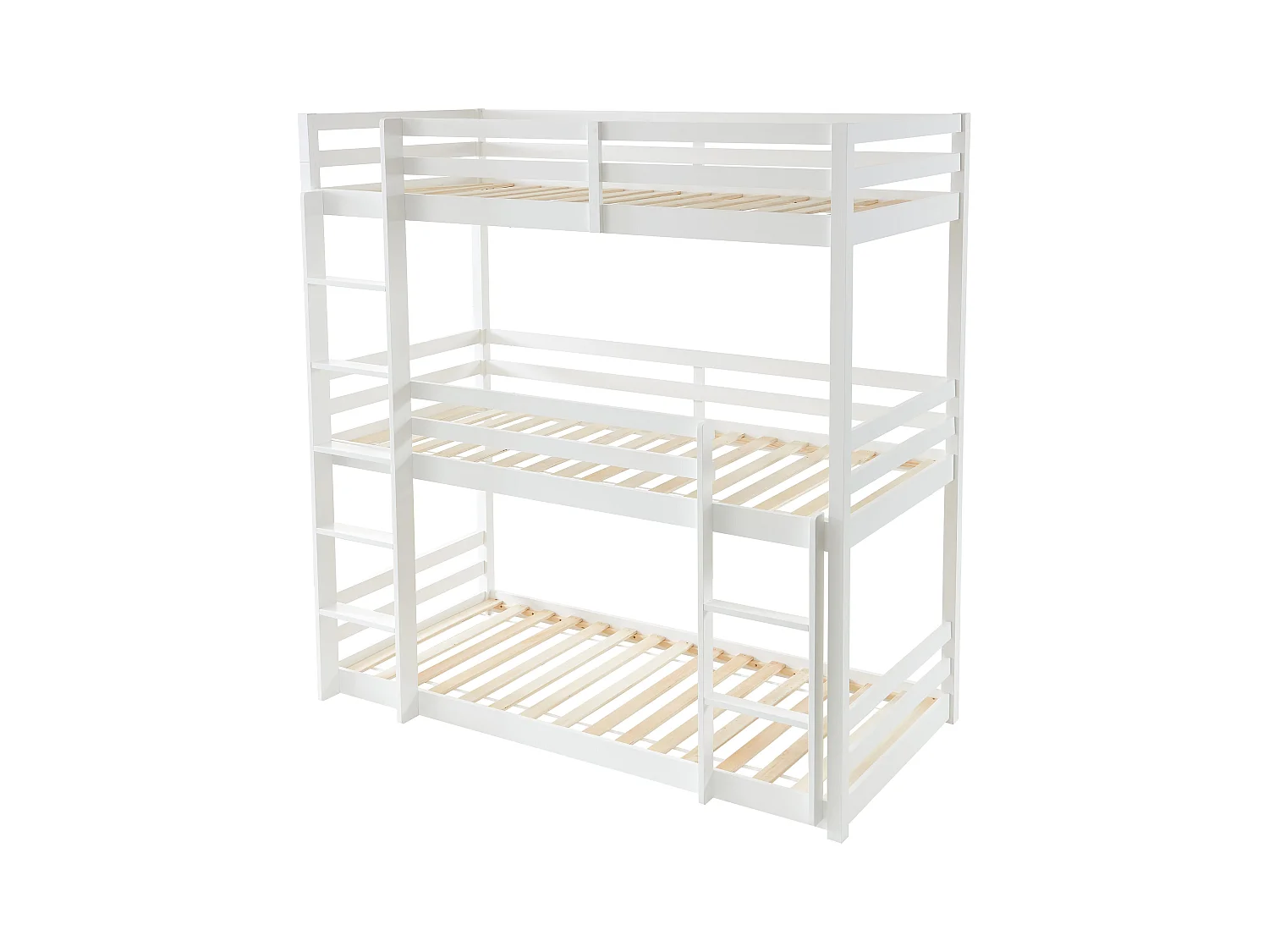 Etagenbett 3 Personen - Kiefernholz - 3 x 90 x 200 cm - Weiß - VAGAR