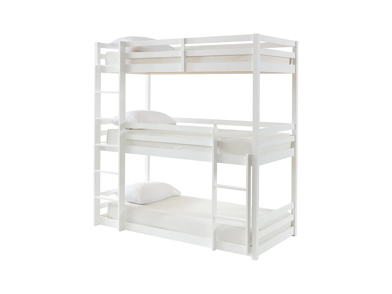 Etagenbett 3 Personen - Kiefernholz - 3 x 90 x 200 cm - Weiß - VAGAR
