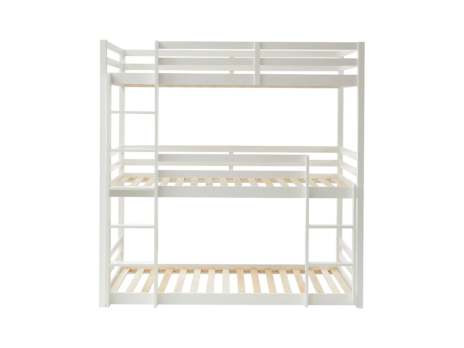 Etagenbett 3 Personen - Kiefernholz - 3 x 90 x 200 cm - Weiß - VAGAR