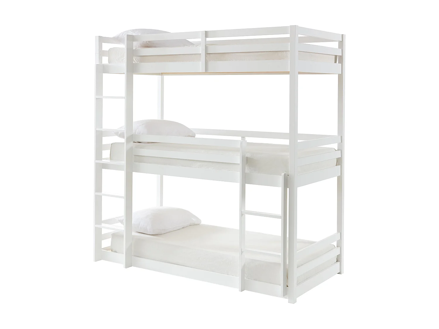 Letto a castello triplo 3 x 90 x 200 cm Pino Bianco - VAGAR