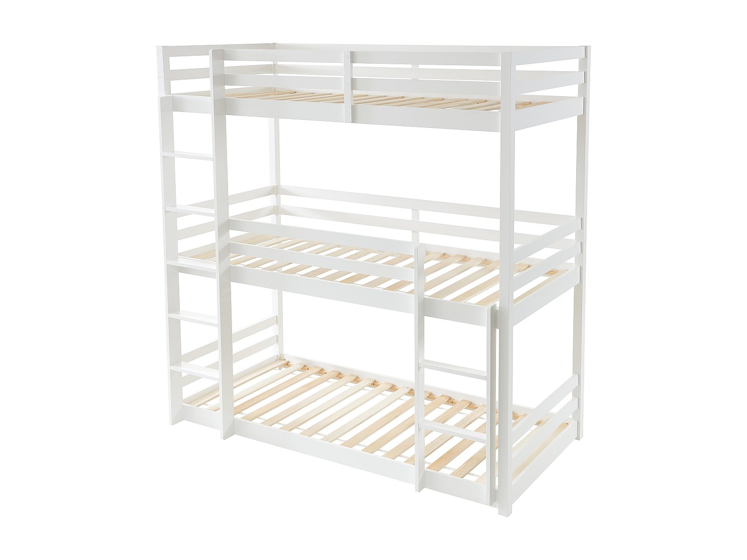 Etagenbett 3 Personen - Kiefernholz - 3 x 90 x 200 cm - Weiß - VAGAR günstig online kaufen