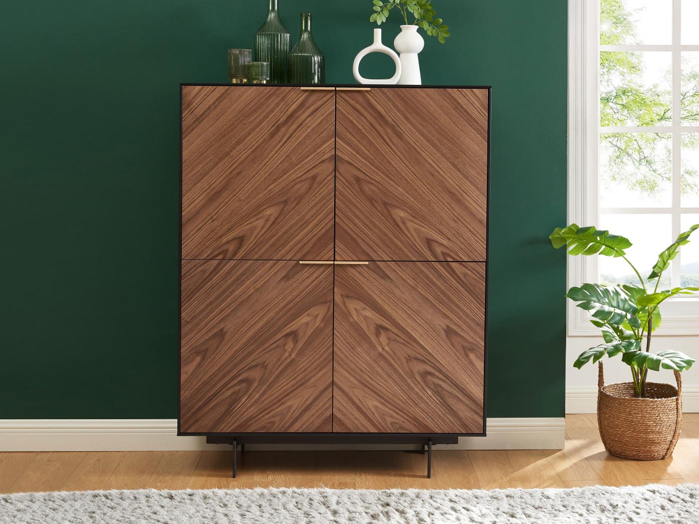 highboard-mit-4-t-ren-mdf-metall-dunkle-naturfarben-schwarz