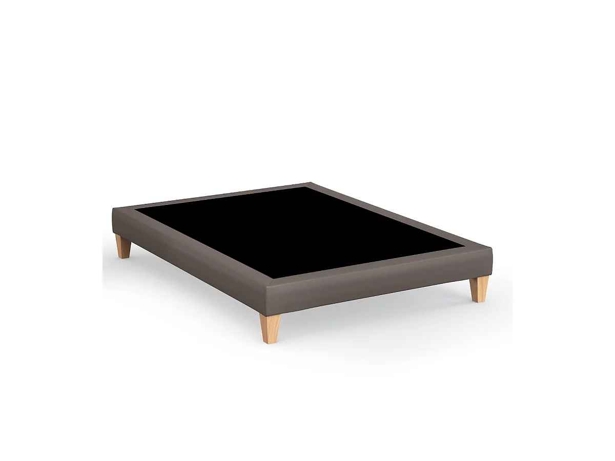 Sommier déco simili cuir cacao - SOMEO 140x190