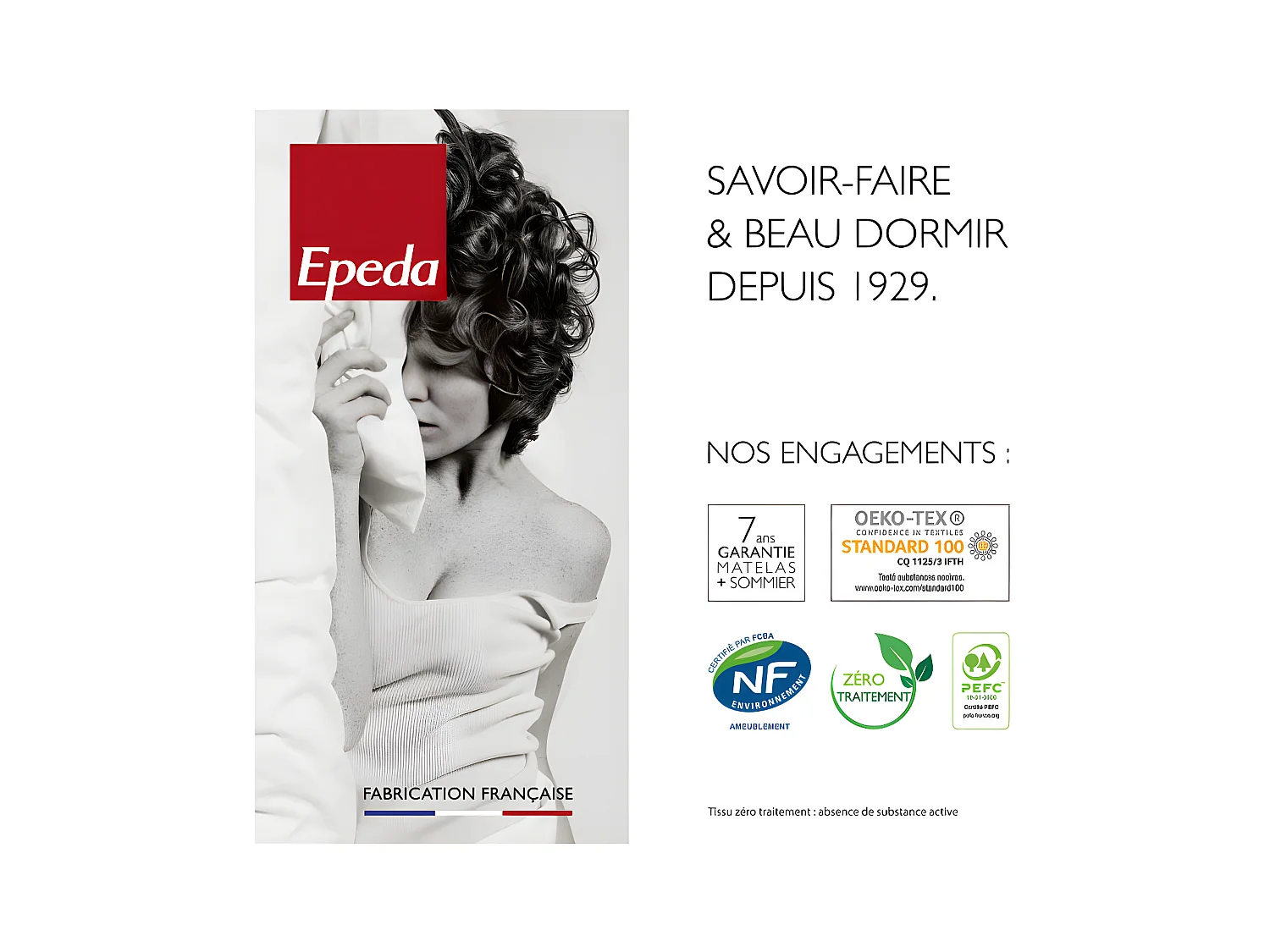 Sommier Epeda confort médium chiné naturel 18 cm NATURE 90x190