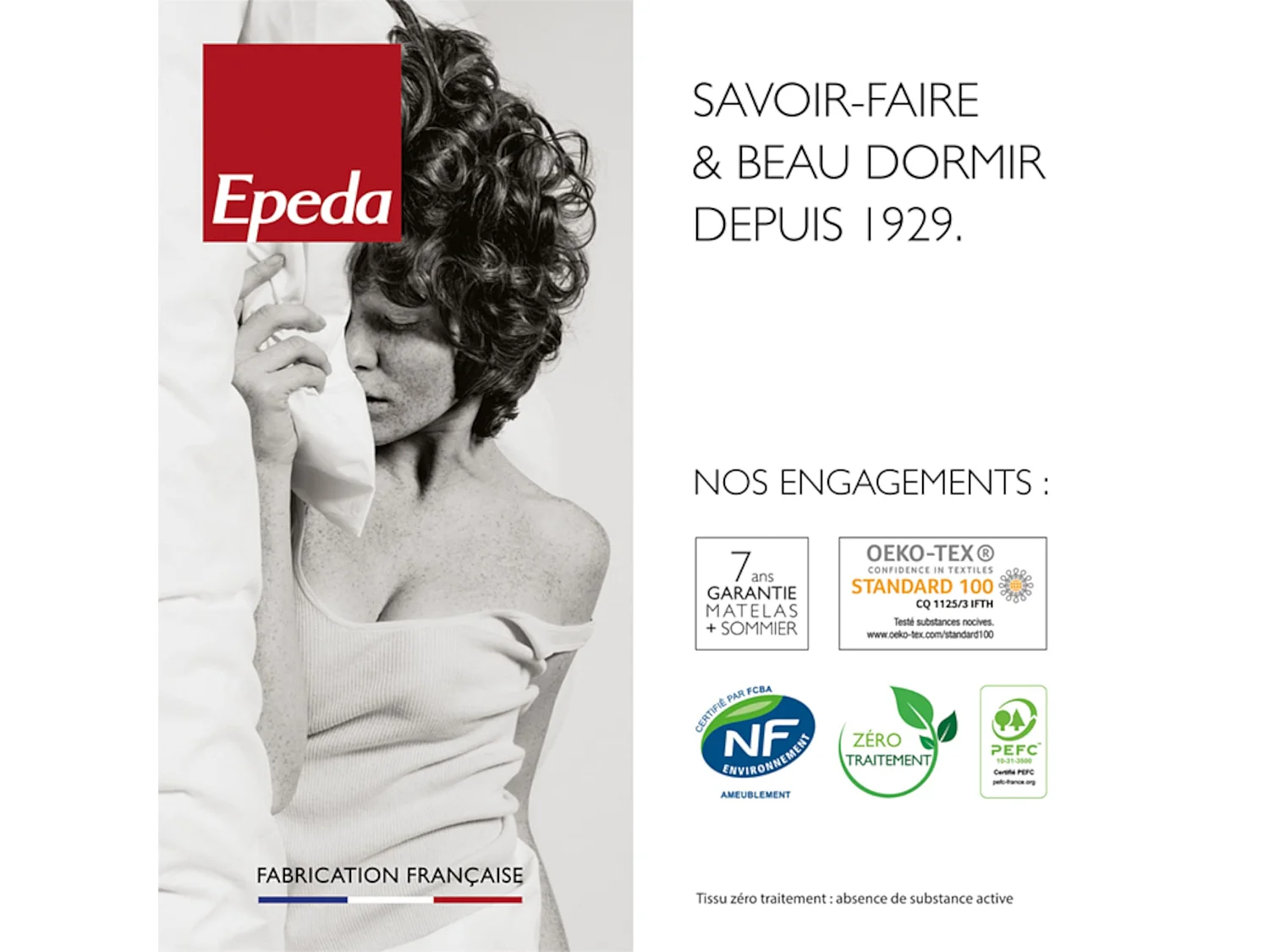 Sommier Epeda confort médium chiné naturel 18 cm NATURE 140x200