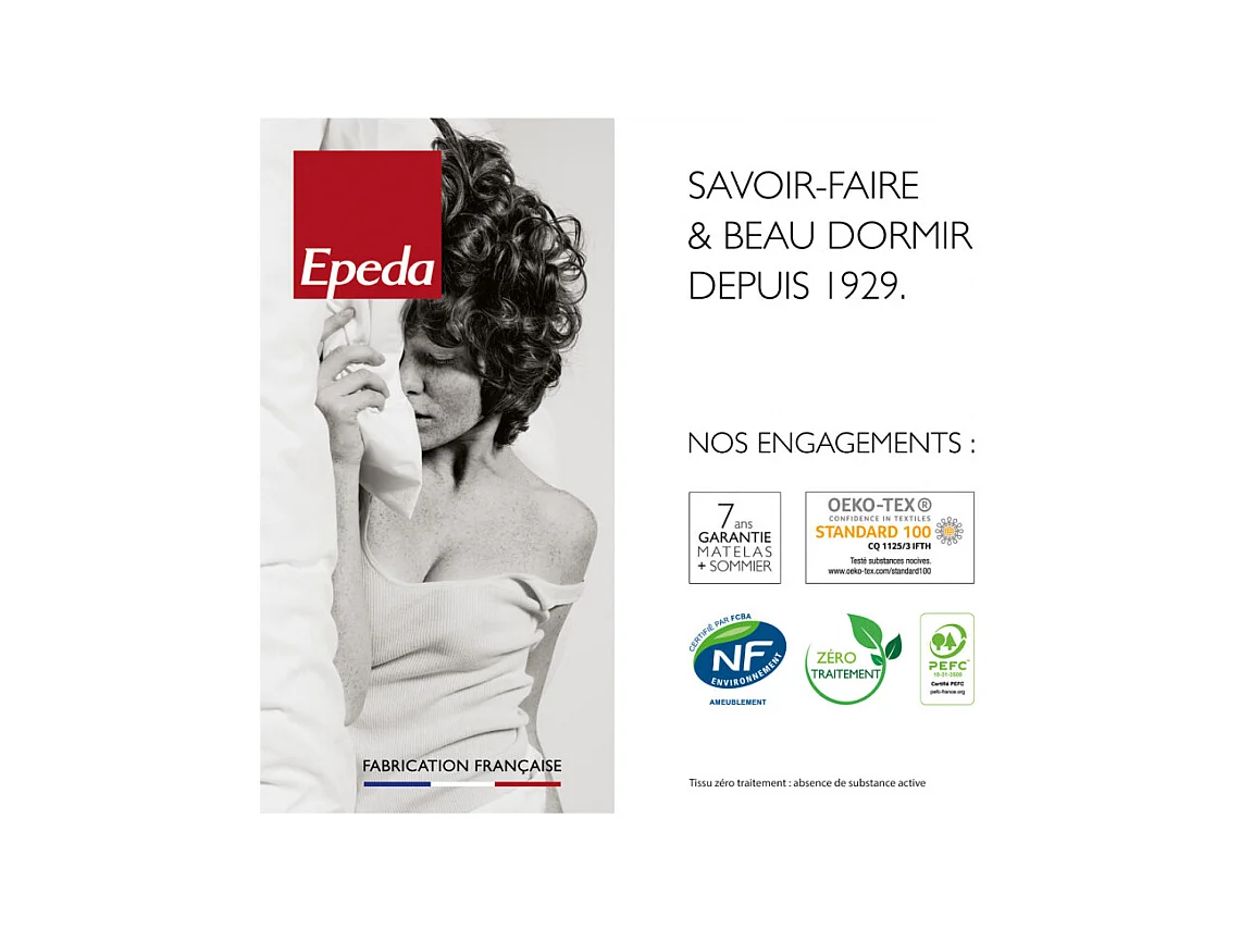 Sommier Epeda confort médium chiné naturel 18 cm NATURE 160x200