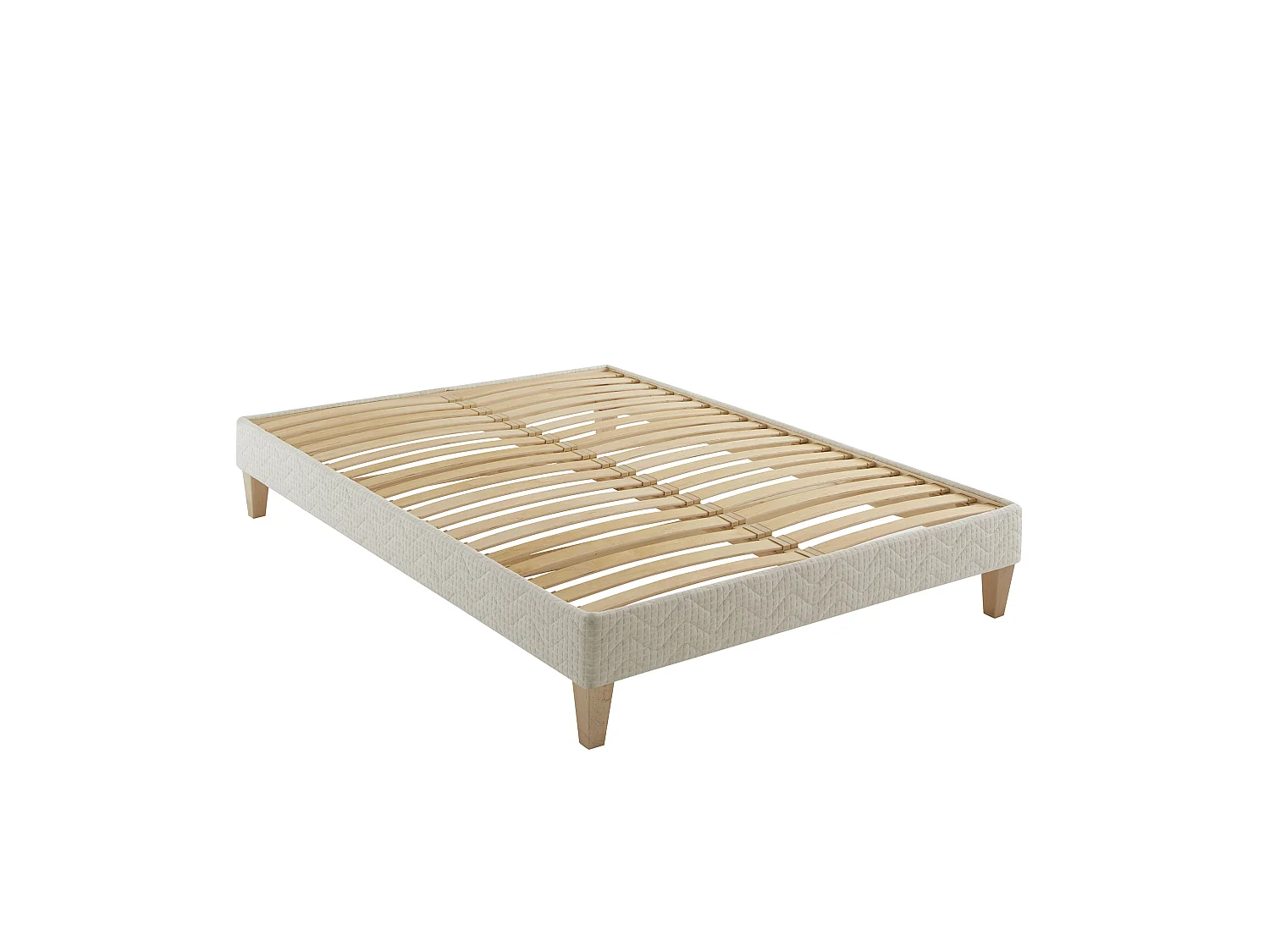 Sommier déco tapissier naturel écru Aube - SOMEO 140x190