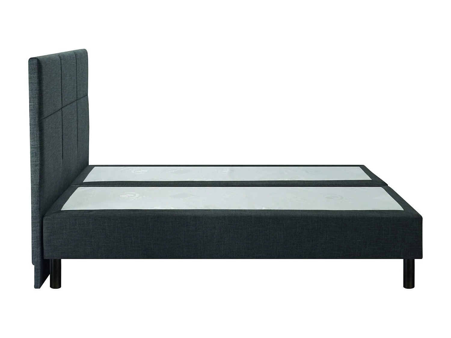 Ensemble boxspring sommier à ressorts + tête de lit + pieds gris chiné Epeda ENCHANTEUR 160X200