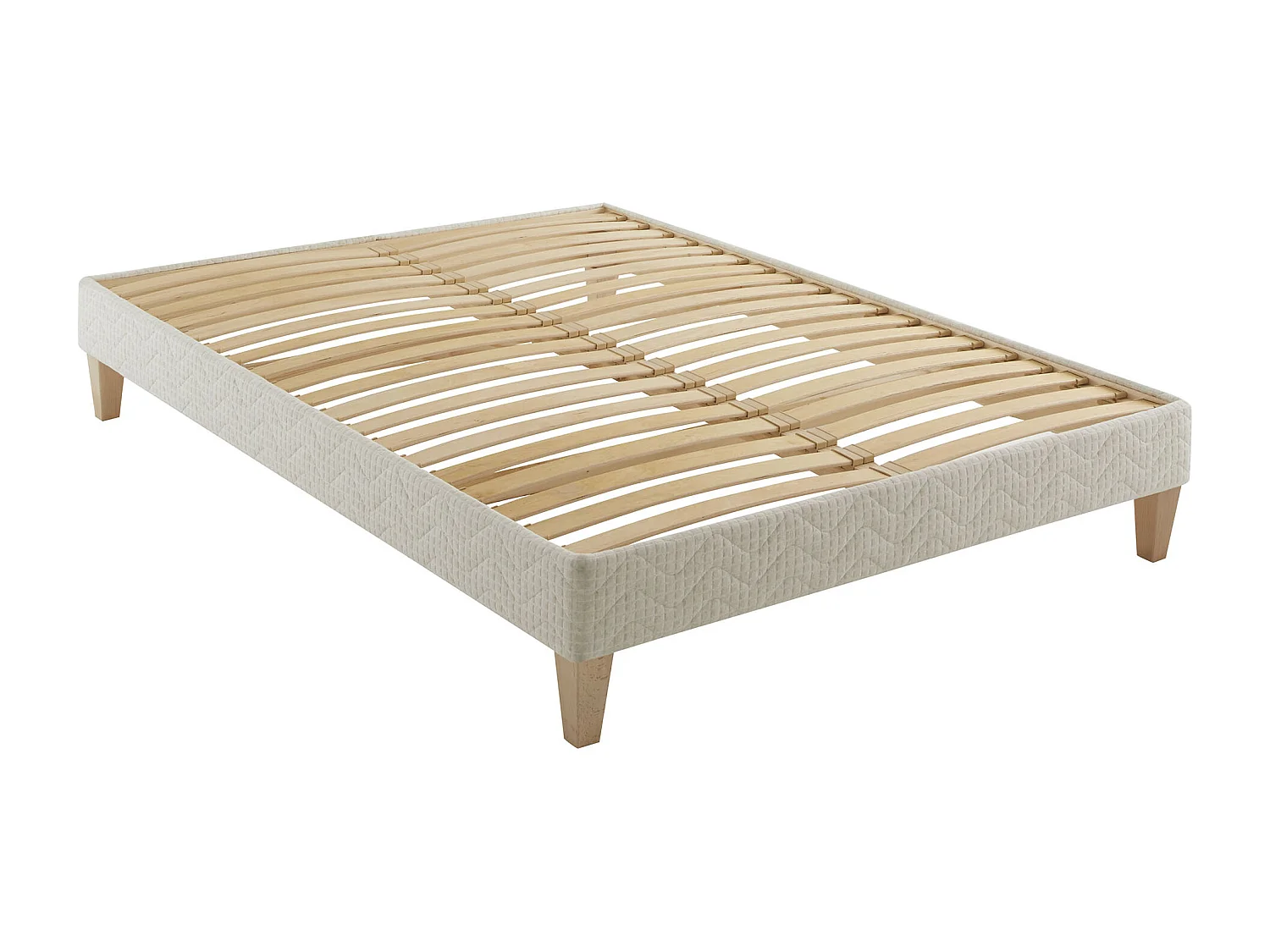 Sommier déco tapissier naturel écru Aube - SOMEO 180x200