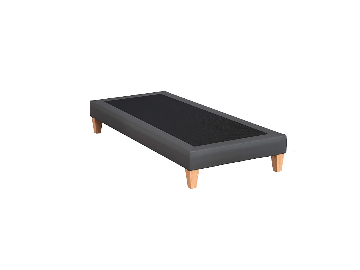 Sommier déco simili cuir gris foncé - SOMEO 2x100x200