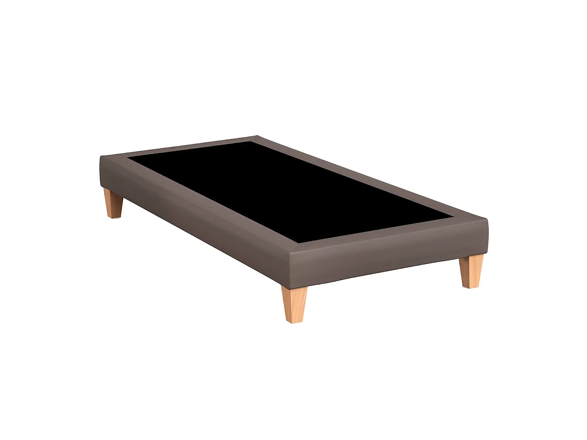 Sommier déco simili cuir cacao - SOMEO 2x90x200