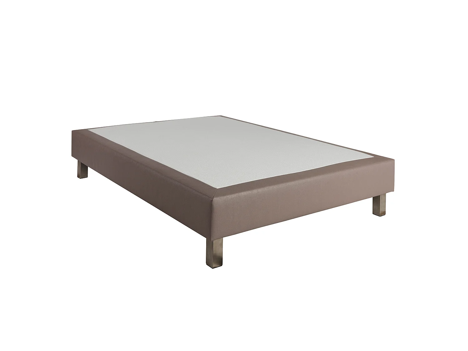 Sommier ressorts ensachés simili cuir cacao 90x200