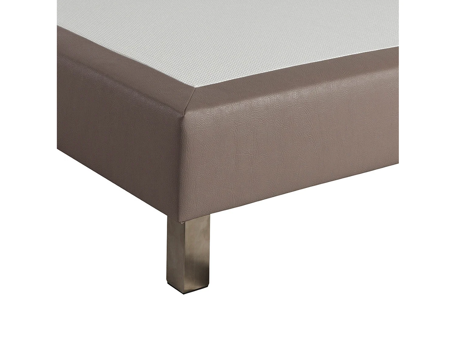 Sommier ressorts ensachés simili cuir cacao 90x200
