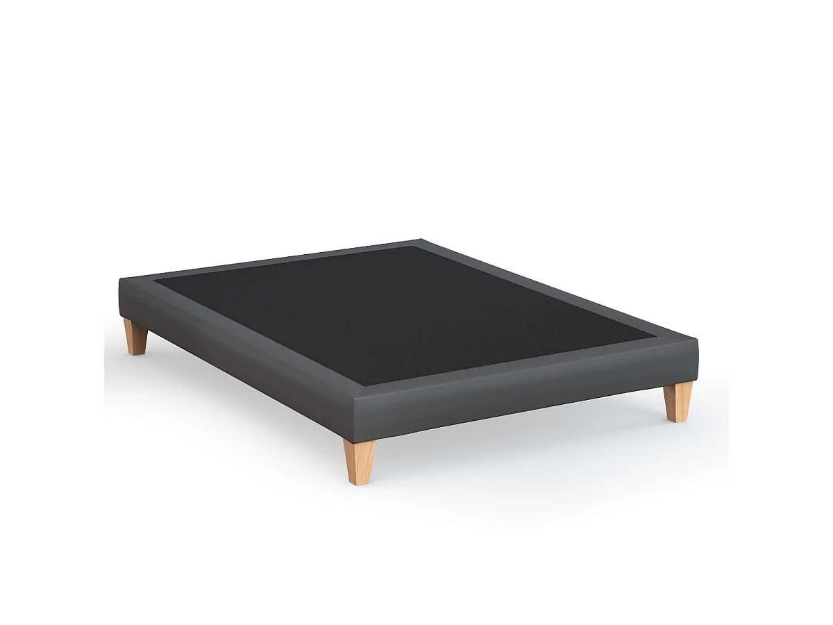 Sommier déco simili cuir gris foncé - SOMEO 160x200