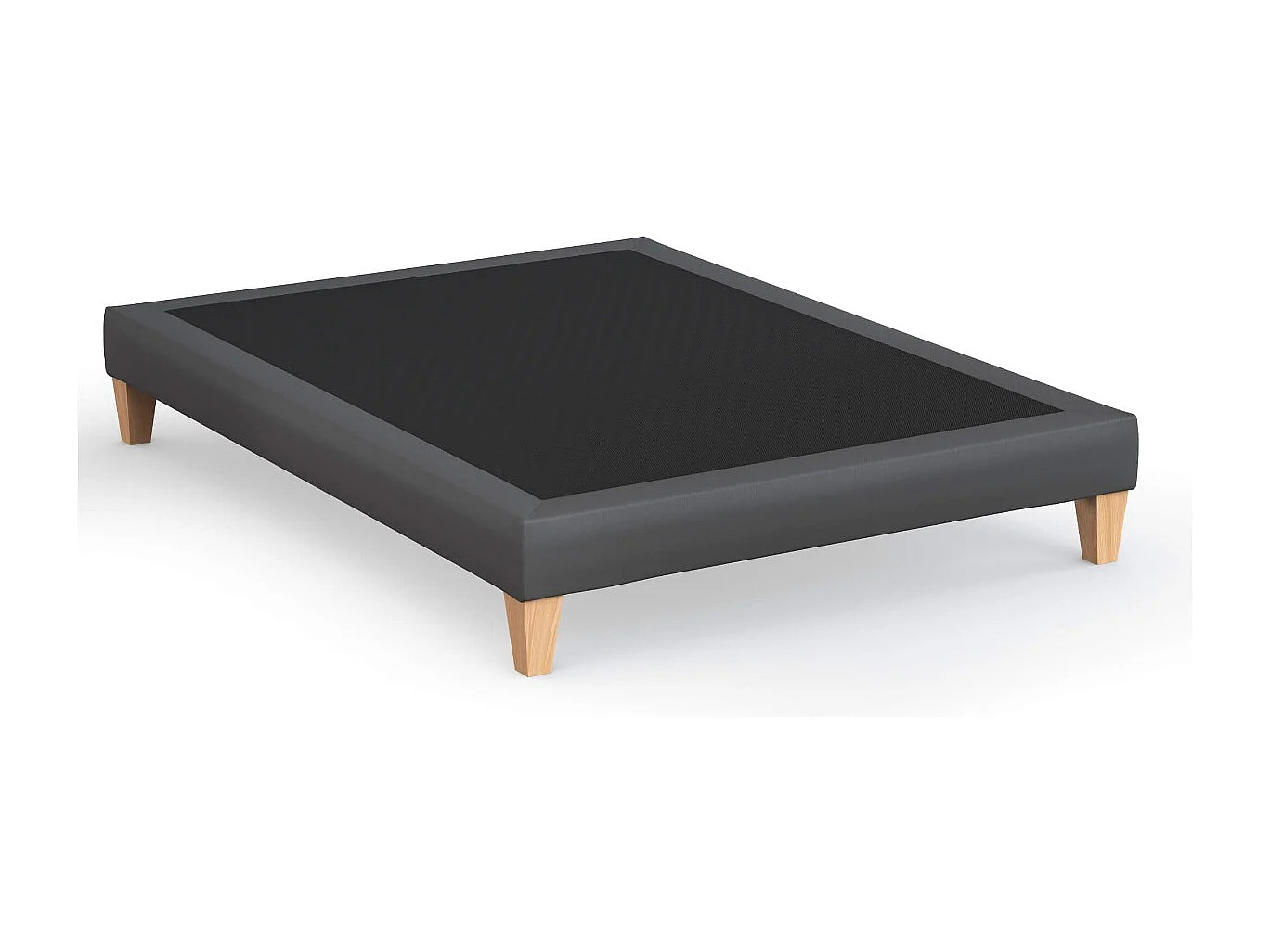 Sommier tapissier déco simili gris foncé Someo Astre 160x200 cm