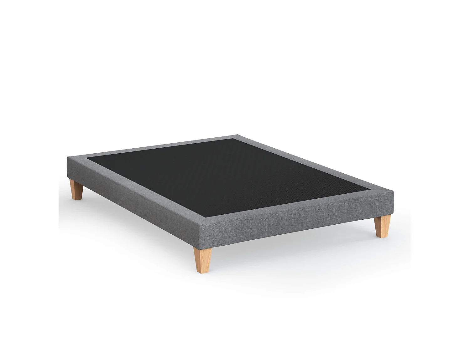 Sommier déco tapissier gris orage - SOMEO 140x210