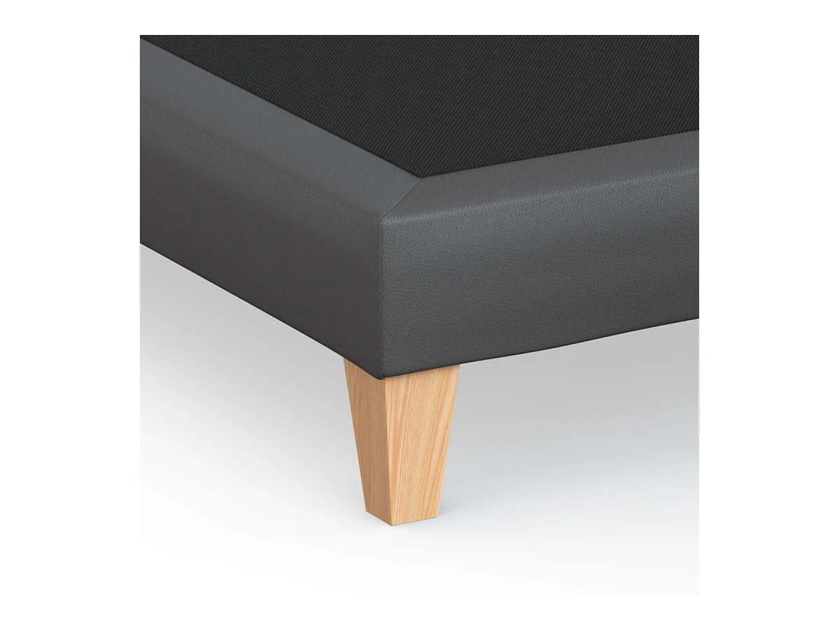 Sommier déco simili cuir gris foncé - SOMEO 140x200