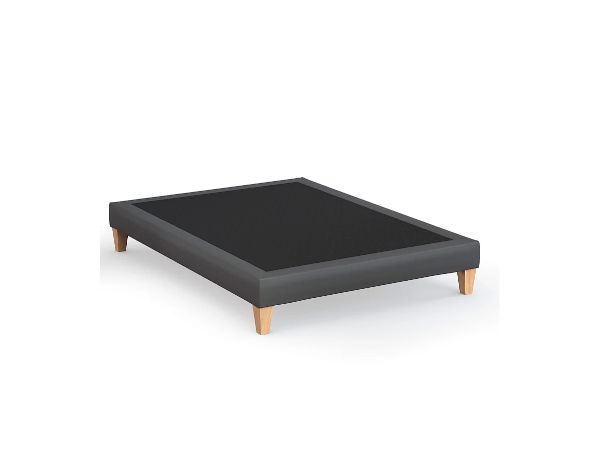 Sommier déco simili cuir gris foncé - SOMEO 140x200