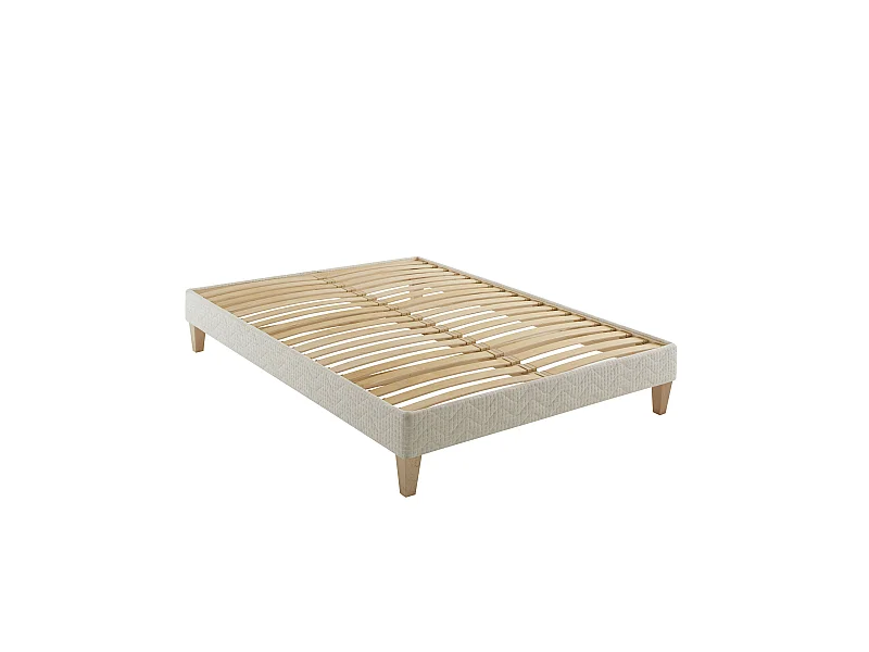 Sommier déco tapissier naturel écru Aube - SOMEO 140x200