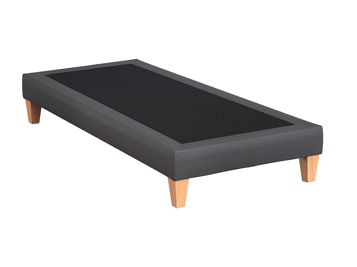 Sommier tapissier déco simili gris foncé Someo Astre 90x190 cm