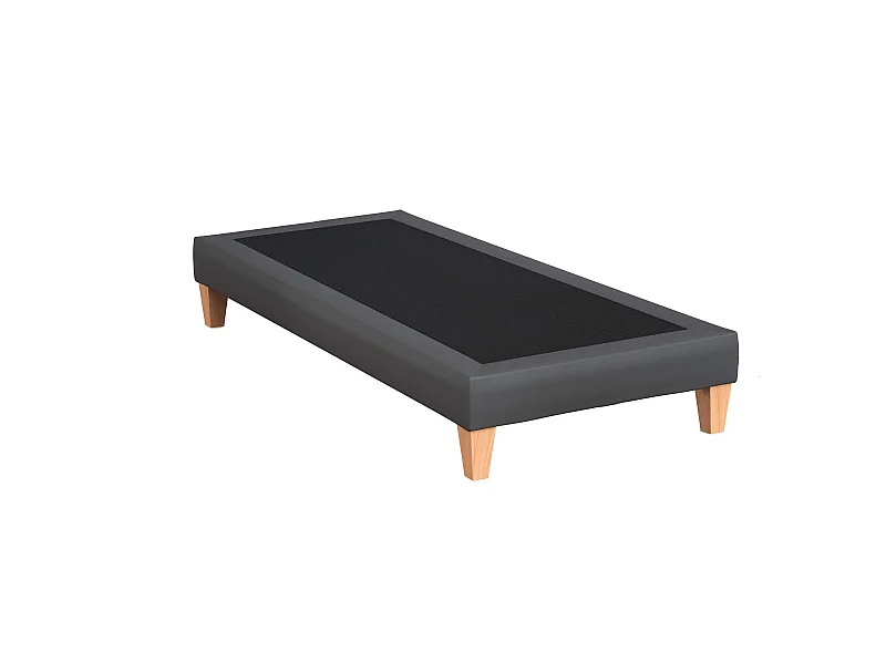 Sommier déco simili cuir gris foncé - SOMEO 120x200